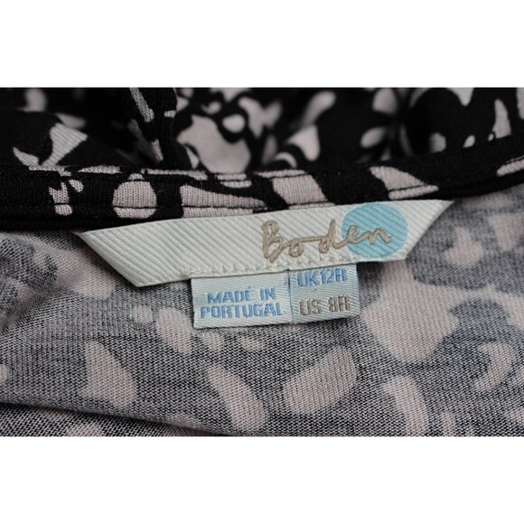 Boden Thea Long Sleeve Jersey Dress in Black + White Abstract, 8R - Picture 3 of 9